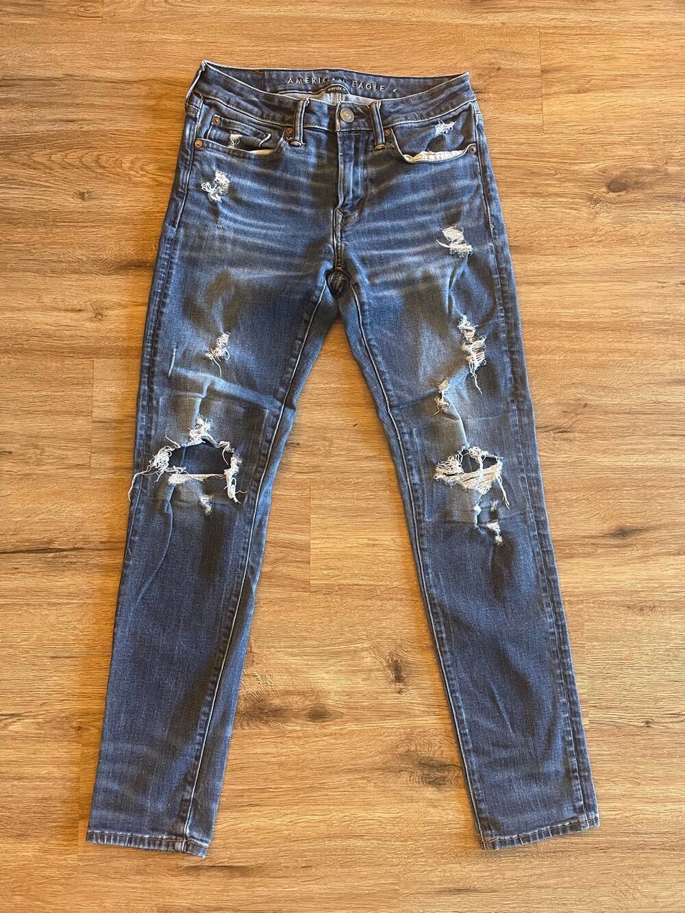 American Eagle Airflex+ Distressed Skinny Jeans Size 28x32